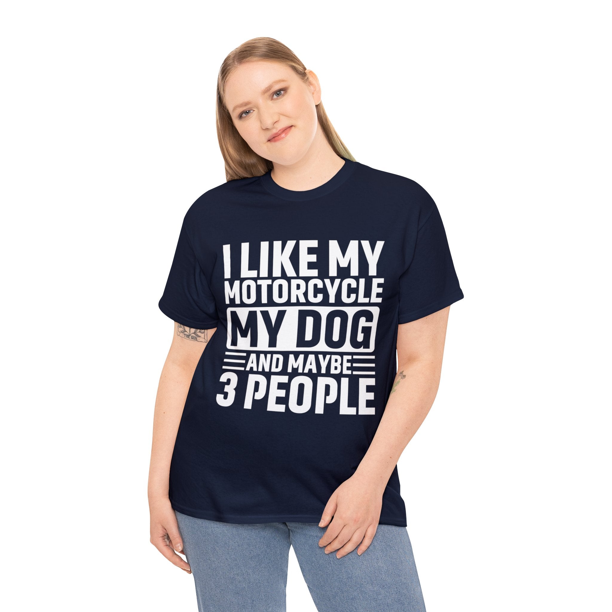 Funny Mens Womens Motorcycle Biker Bike Week Night T-Shirt I like my Motorcycle My Dog And Maybe 3 people