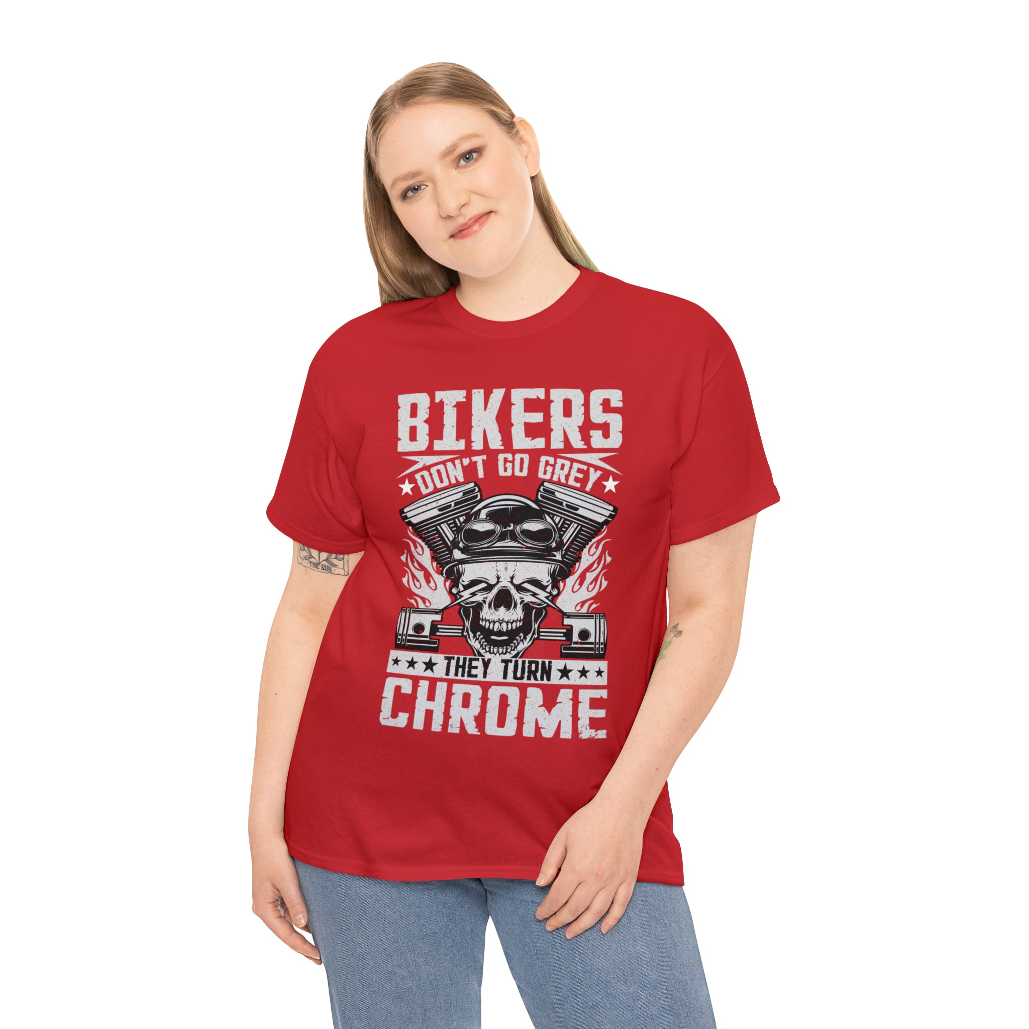 Funny Biker Motorcycle Bike Night Week Old Man Grandpa T-Shirt Bikers Don't Go Grey They Turn Chrome