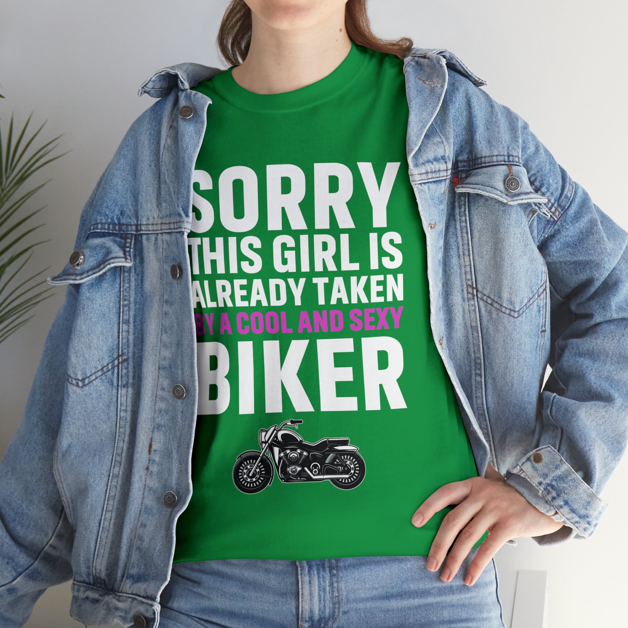 Women's Couples Funny Biker Bike Night Week Motorcycle T-shirt  Tee Shirt Sorry This Girl Is Already Taken By a Cool and Sexy Biker