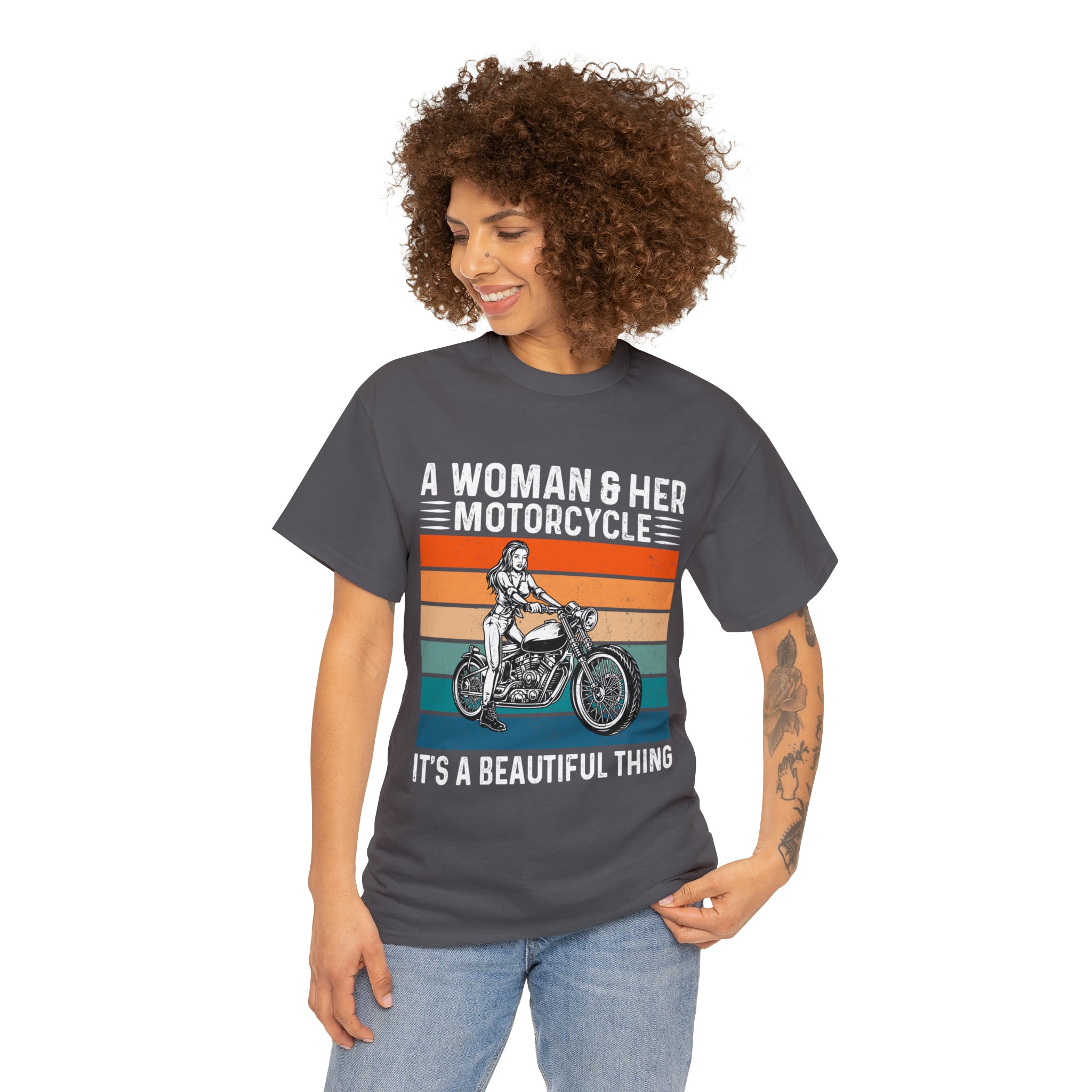 Funny Biker Chick Bike Night Week Motorcycle Casual Streetwear T-shirt a Woman and her Bike its a Beautiful Thing