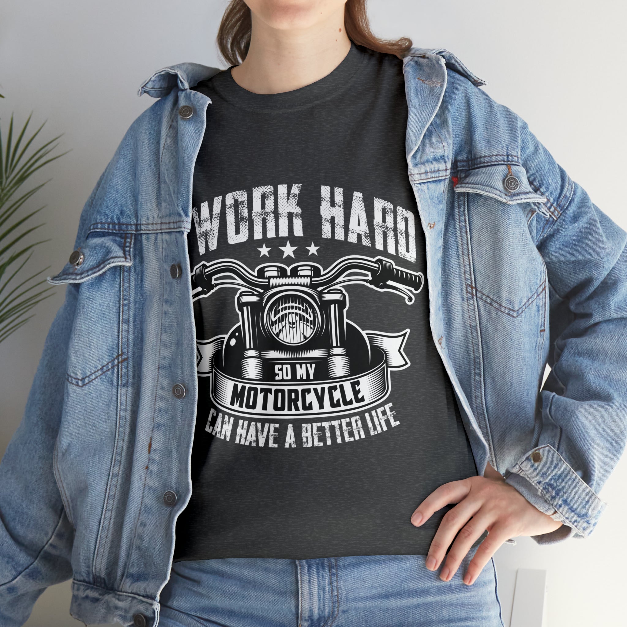 Men's Women's Unisex Funny Biker Motorcycle Bike Night Week Casual T-shirt I work so My Bike Can Have a Better Life