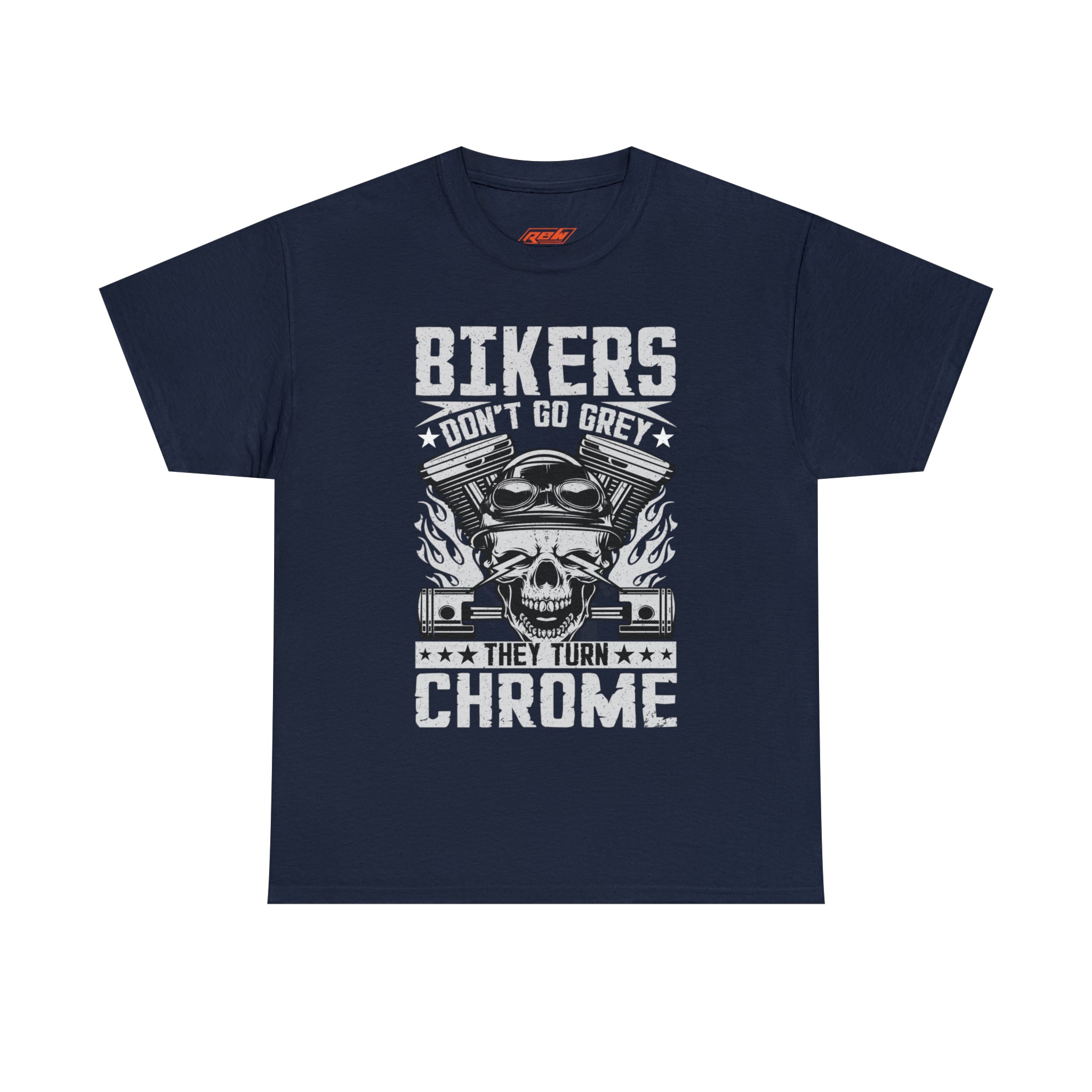 Funny Biker Motorcycle Bike Night Week Old Man Grandpa T-Shirt Bikers Don't Go Grey They Turn Chrome