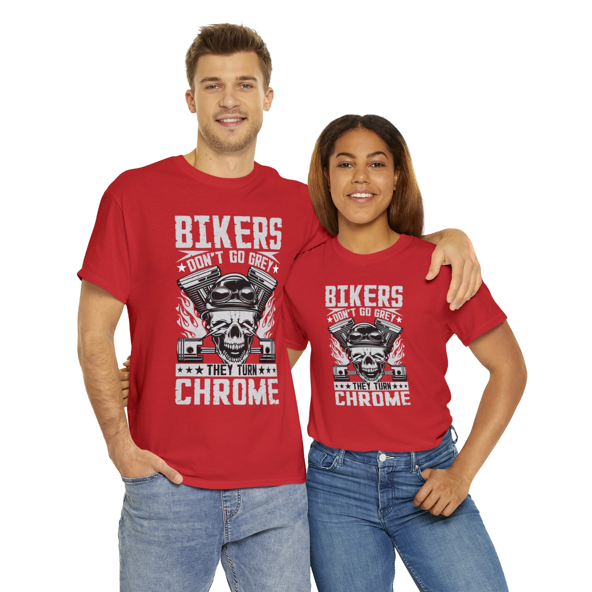 Funny Biker Motorcycle Bike Night Week Old Man Grandpa T-Shirt Bikers Don't Go Grey They Turn Chrome