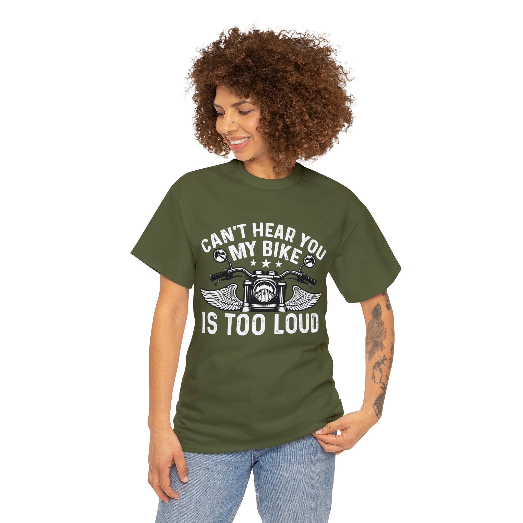 Funny Motorcycle Biker Bike Night Week Cotton T-Shirt. I Cant Hear You. My Bike is too Loud.