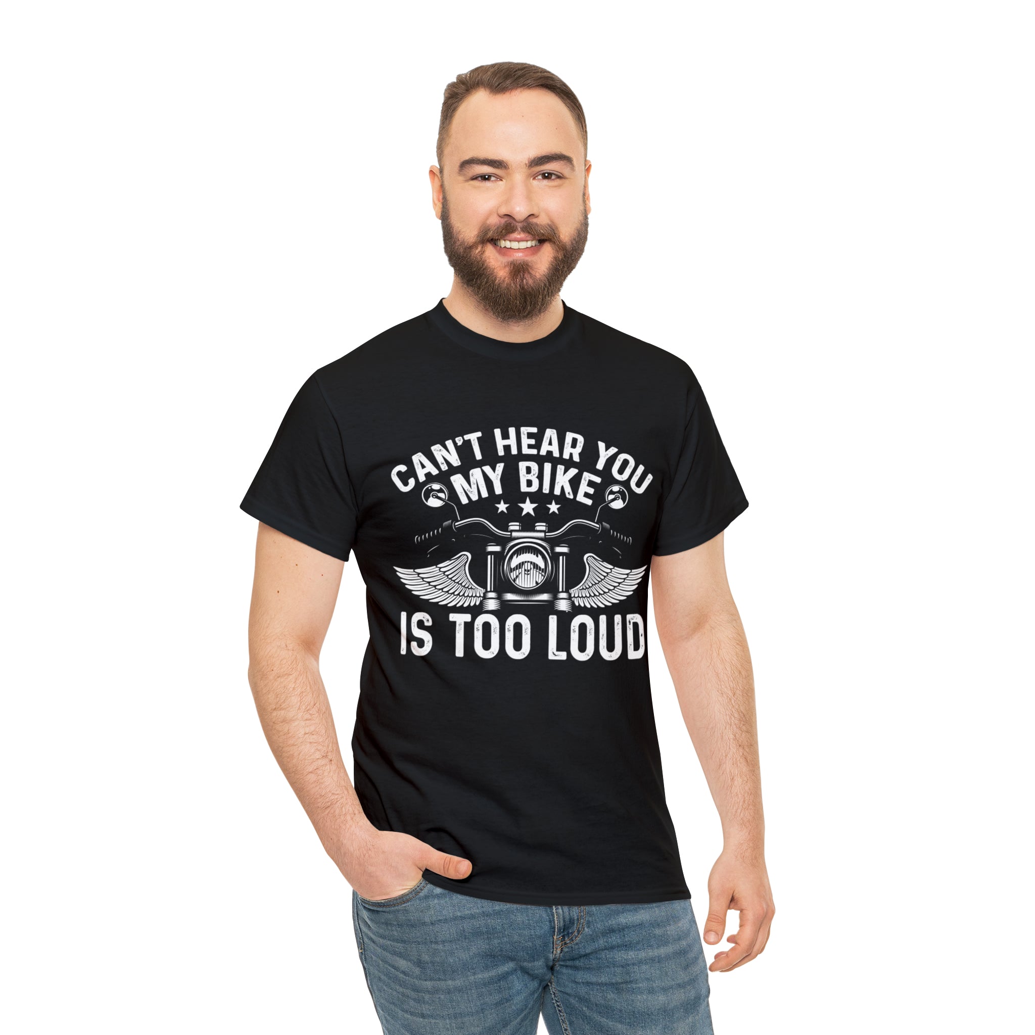 Funny Motorcycle Biker Bike Night Week Cotton T-Shirt. I Cant Hear You. My Bike is too Loud.