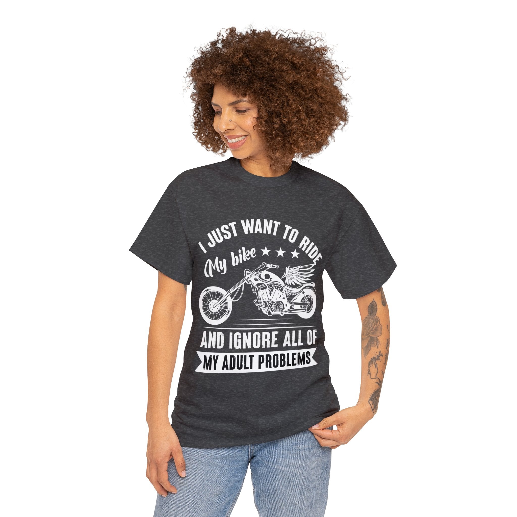 Mens Womens Funny Biker Motorcycle Bike Week Night T-Shirt I just want to ride my motorcycle and forget all my adult responsibilities