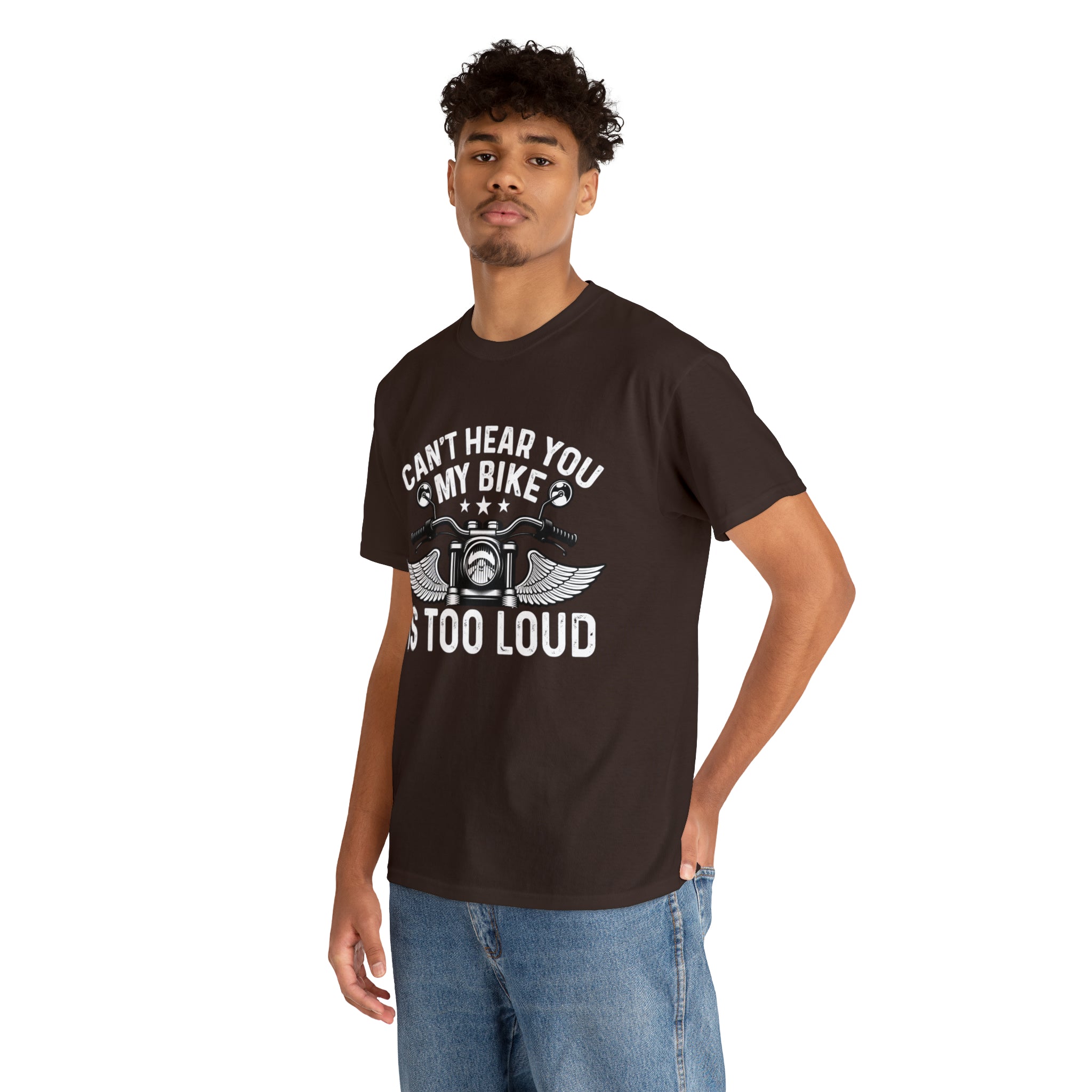 Funny Motorcycle Biker Bike Night Week Cotton T-Shirt. I Cant Hear You. My Bike is too Loud.