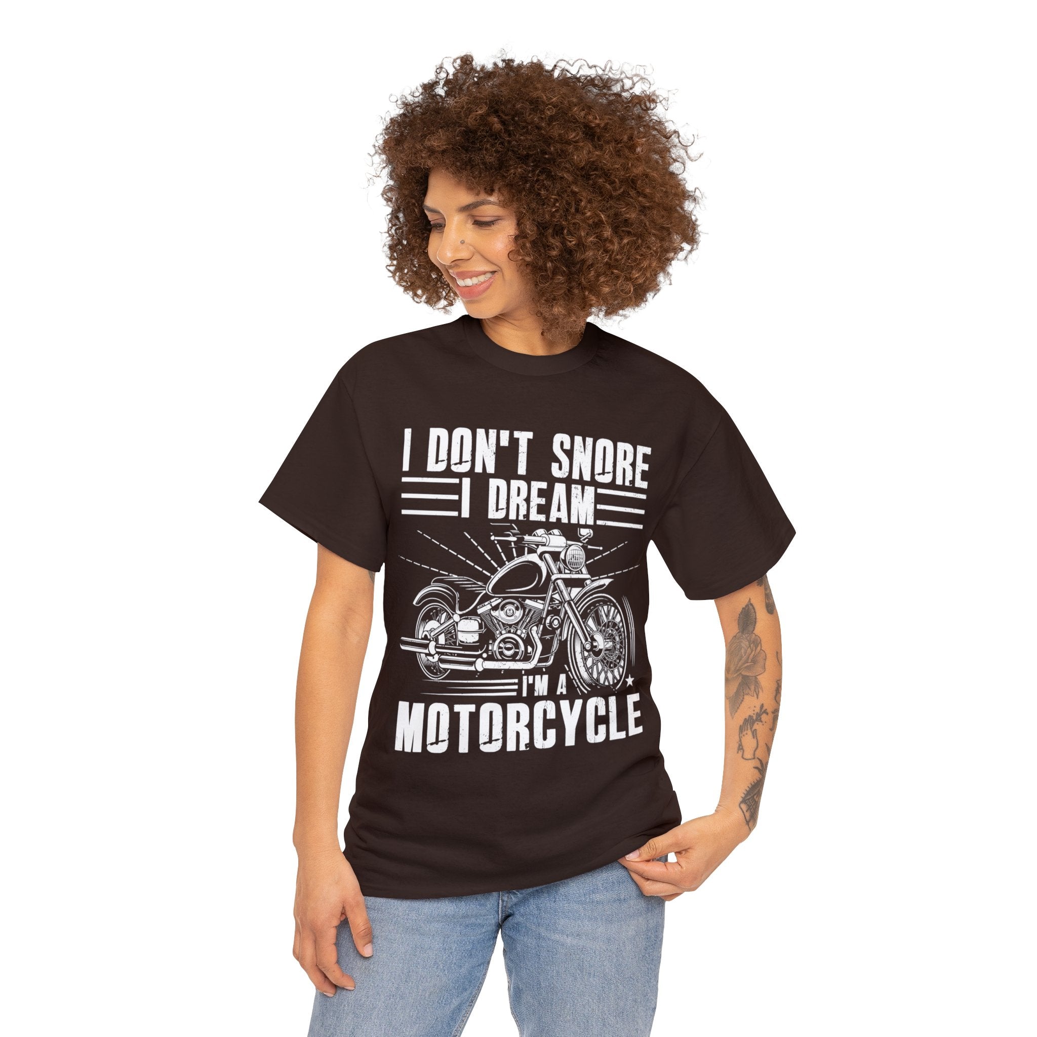 Mens Womens Funny Biker Motorcycle Bike Night Week T-shirt I don't snore I dream I am a Motorcycle