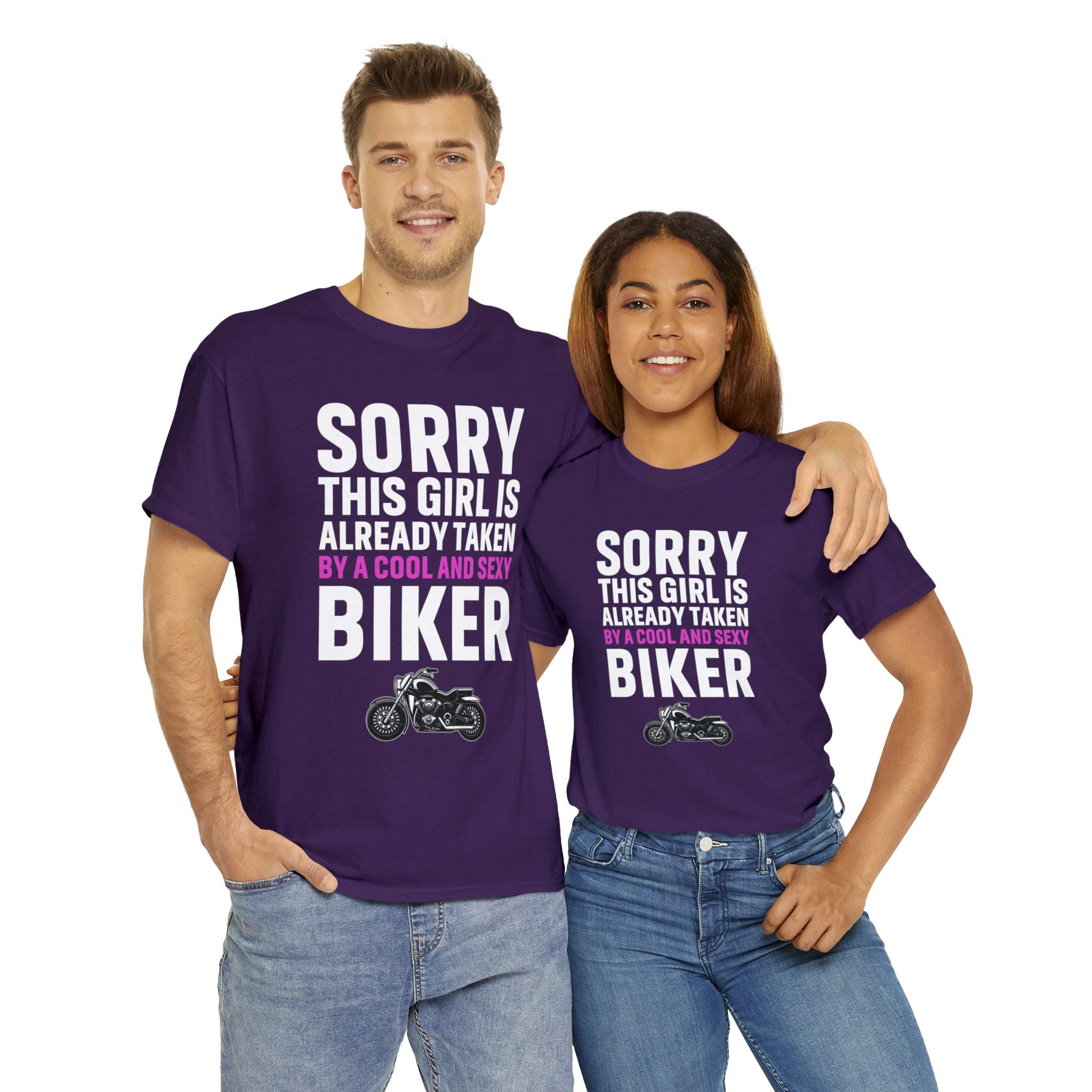 Women's Couples Funny Biker Bike Night Week Motorcycle T-shirt  Tee Shirt Sorry This Girl Is Already Taken By a Cool and Sexy Biker