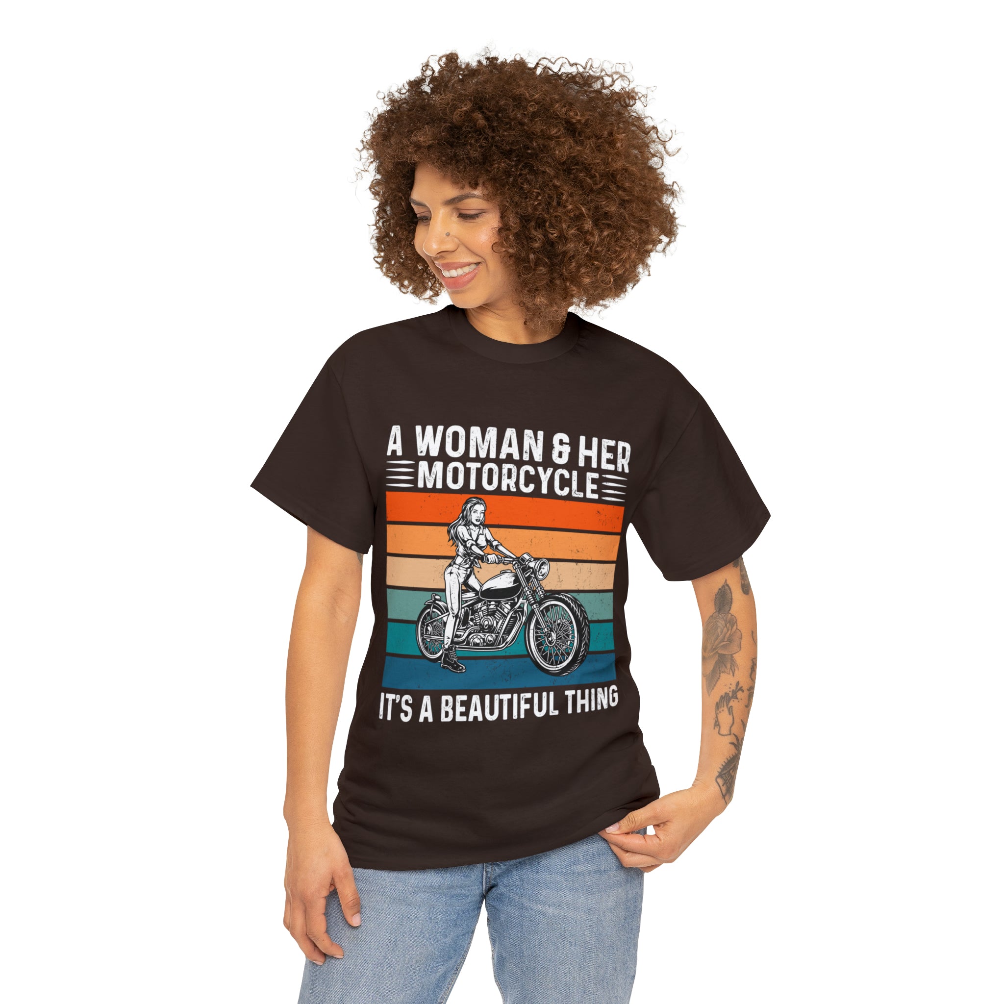 Funny Biker Chick Bike Night Week Motorcycle Casual Streetwear T-shirt a Woman and her Bike its a Beautiful Thing