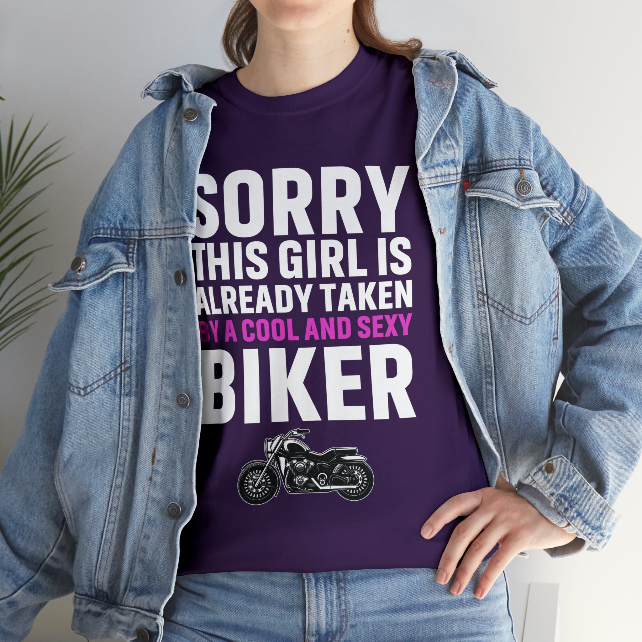 Women's Couples Funny Biker Bike Night Week Motorcycle T-shirt  Tee Shirt Sorry This Girl Is Already Taken By a Cool and Sexy Biker