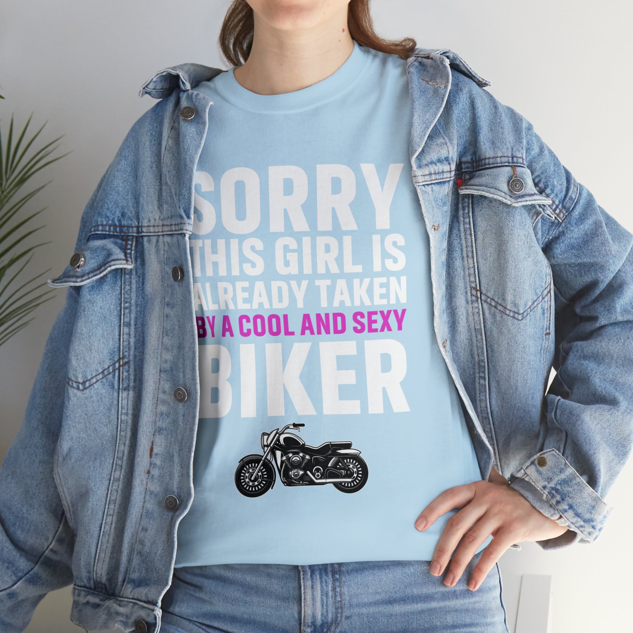 Women's Couples Funny Biker Bike Night Week Motorcycle T-shirt  Tee Shirt Sorry This Girl Is Already Taken By a Cool and Sexy Biker