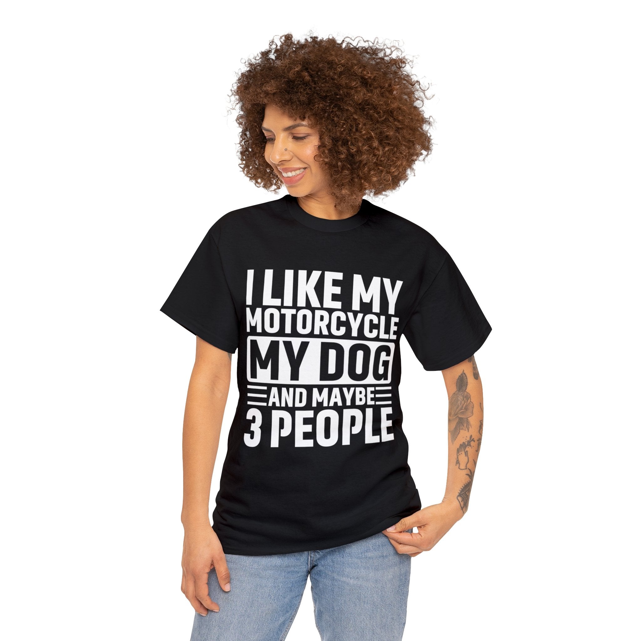 Funny Mens Womens Motorcycle Biker Bike Week Night T-Shirt I like my Motorcycle My Dog And Maybe 3 people