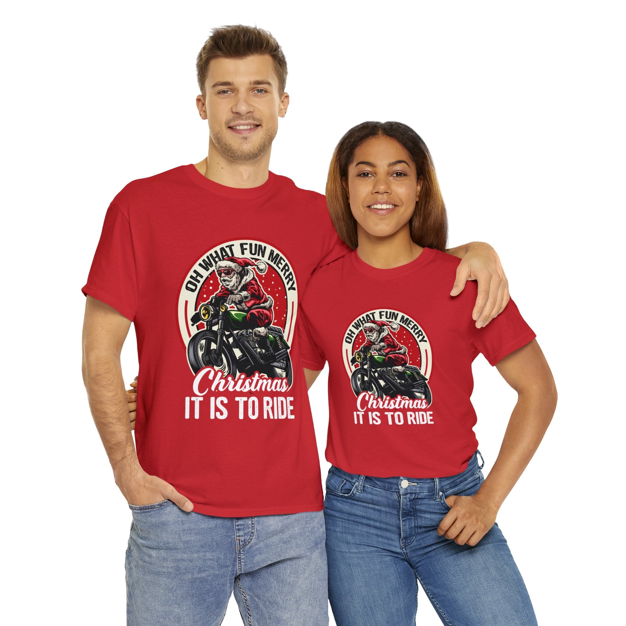 Funny Christmas Mens Womens Biker Motorcycle Bike Night Week T-Shirt Oh What Fun Merry Christmas it is to Ride