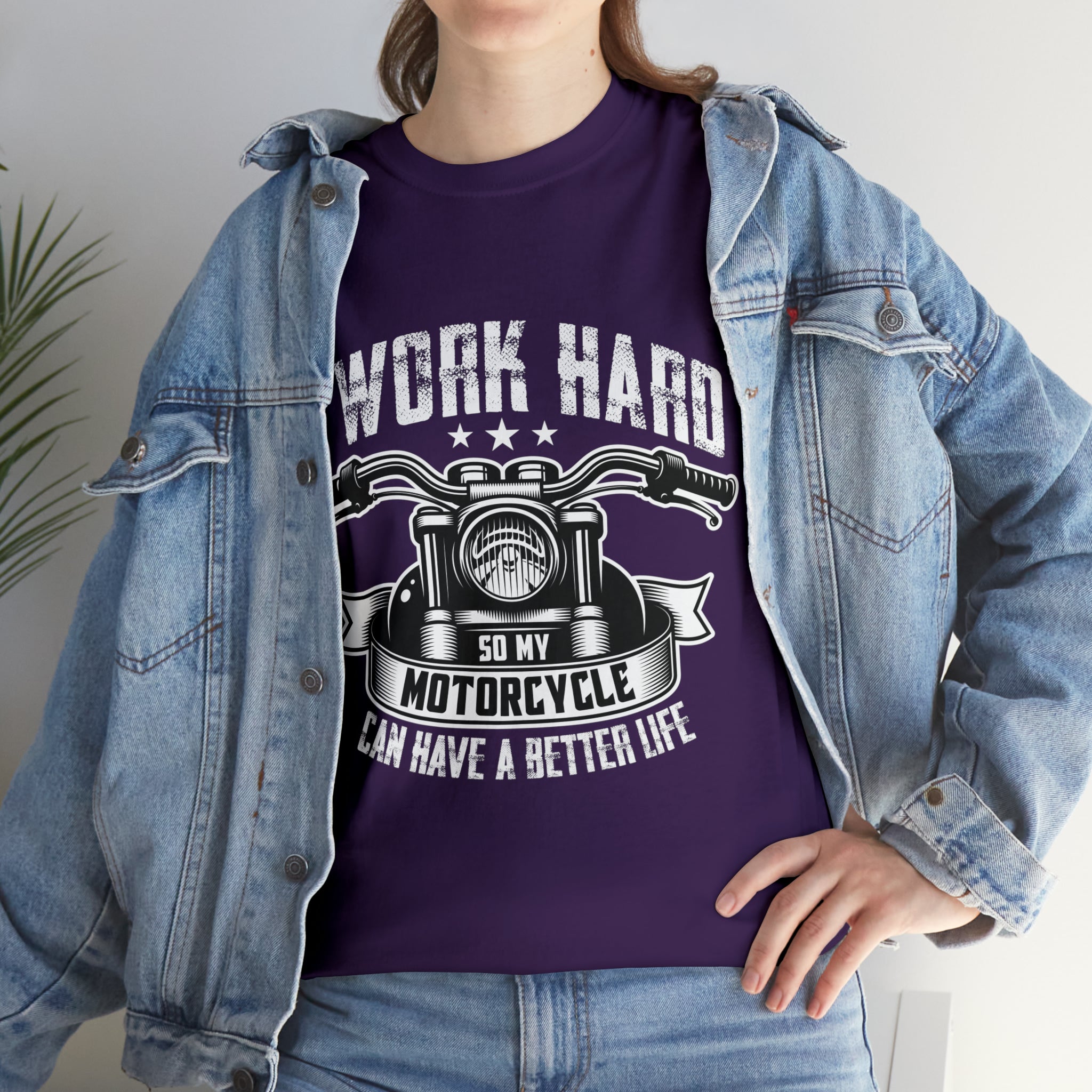 Men's Women's Unisex Funny Biker Motorcycle Bike Night Week Casual T-shirt I work so My Bike Can Have a Better Life