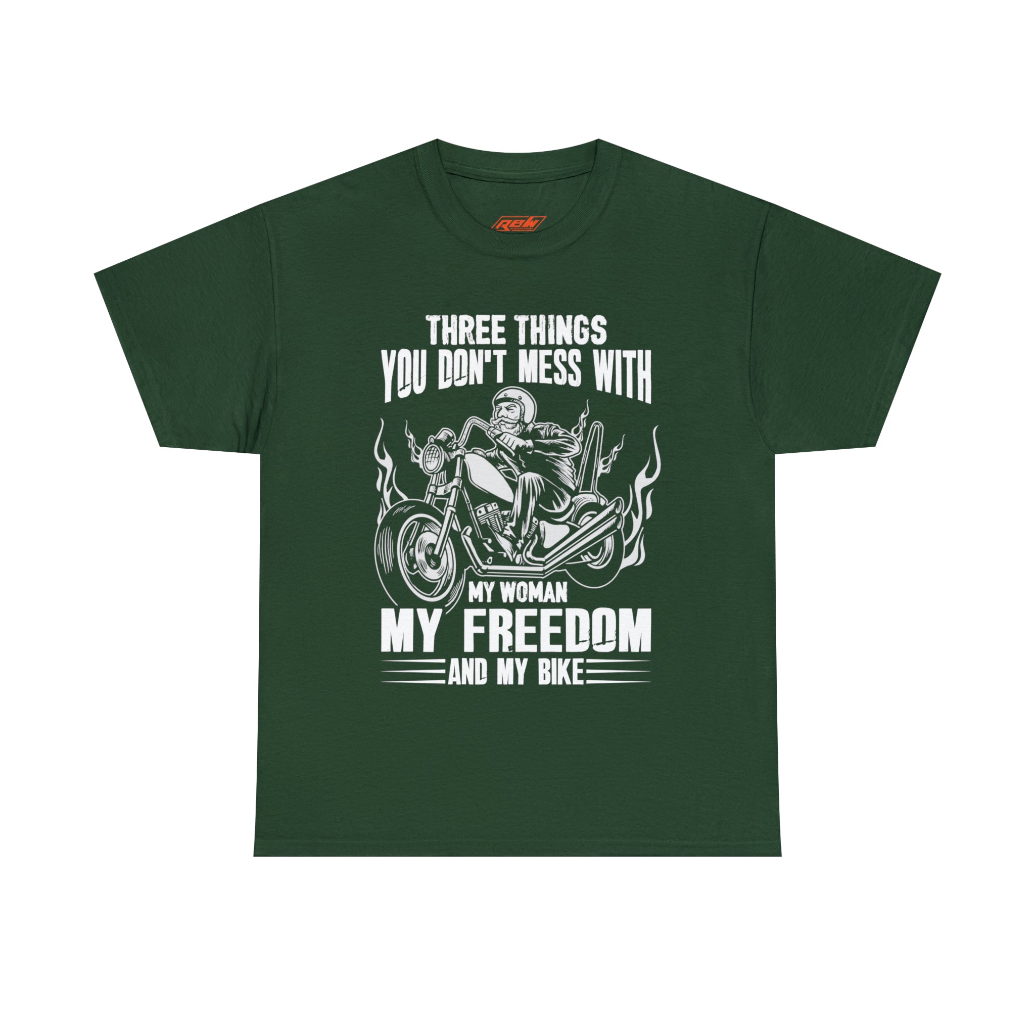 Men's Funny Motorcycle Biker Bike Night Week  Cotton T-shirt "Three Things You Don't Mess With  My Woman, My Freedom and My Bike