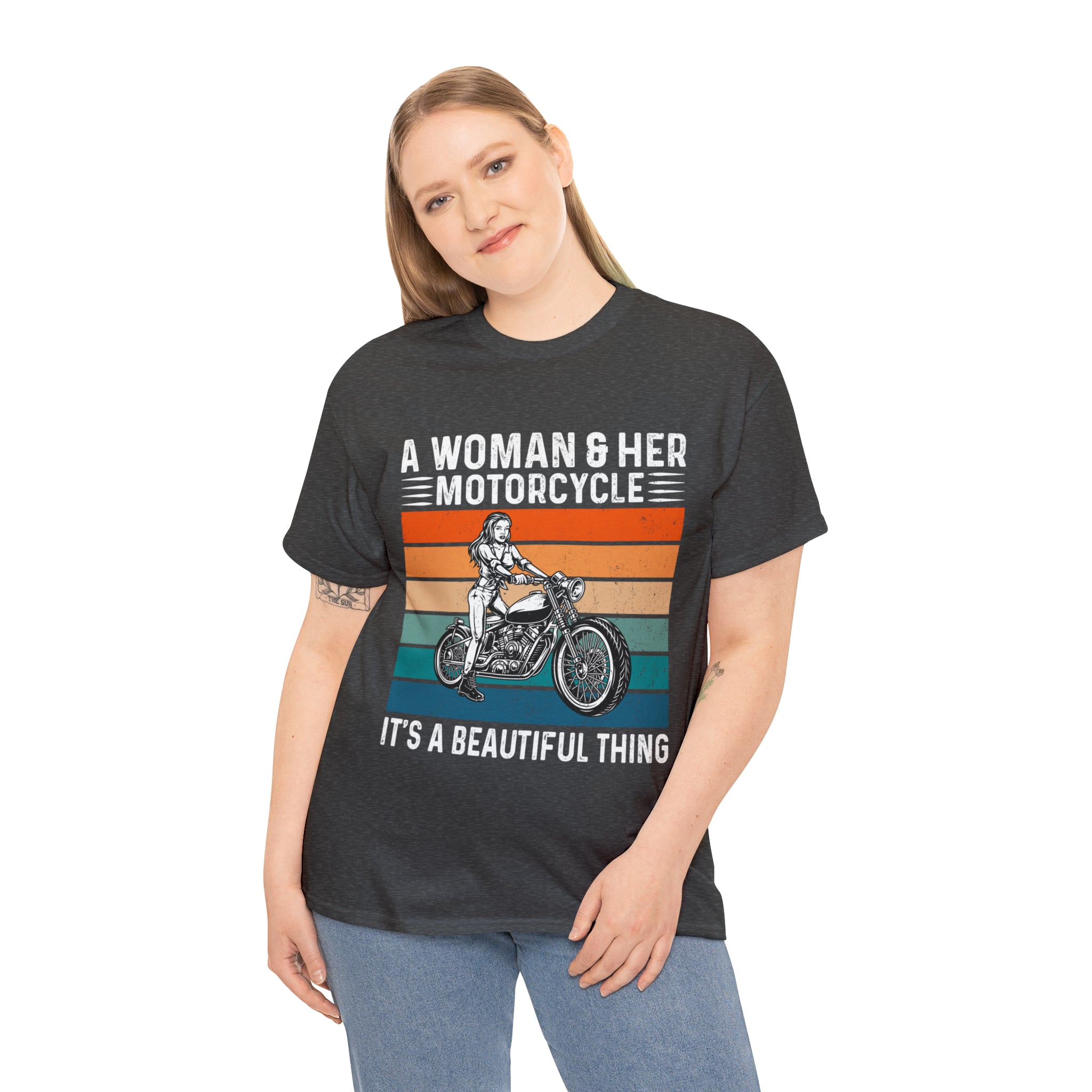 Funny Biker Chick Bike Night Week Motorcycle Casual Streetwear T-shirt a Woman and her Bike its a Beautiful Thing