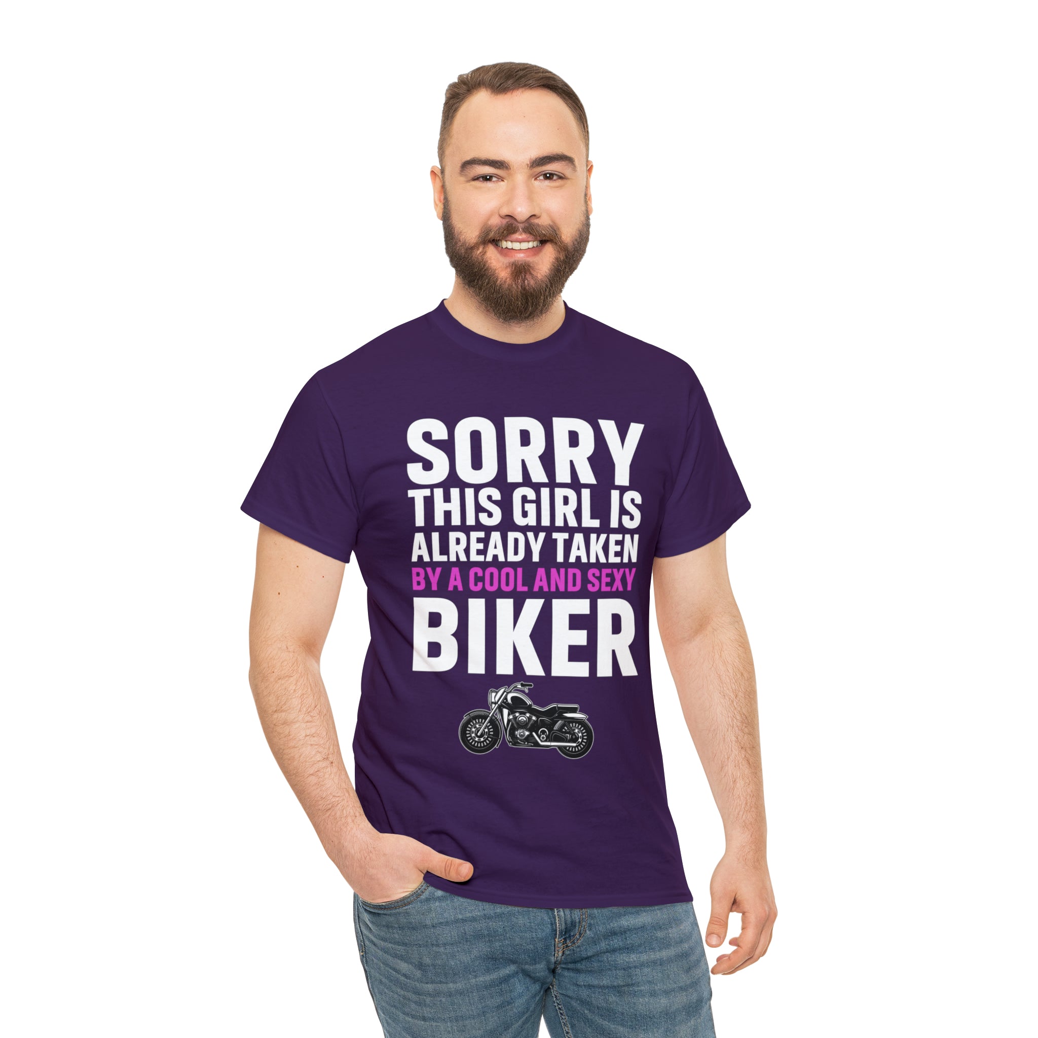 Women's Couples Funny Biker Bike Night Week Motorcycle T-shirt  Tee Shirt Sorry This Girl Is Already Taken By a Cool and Sexy Biker