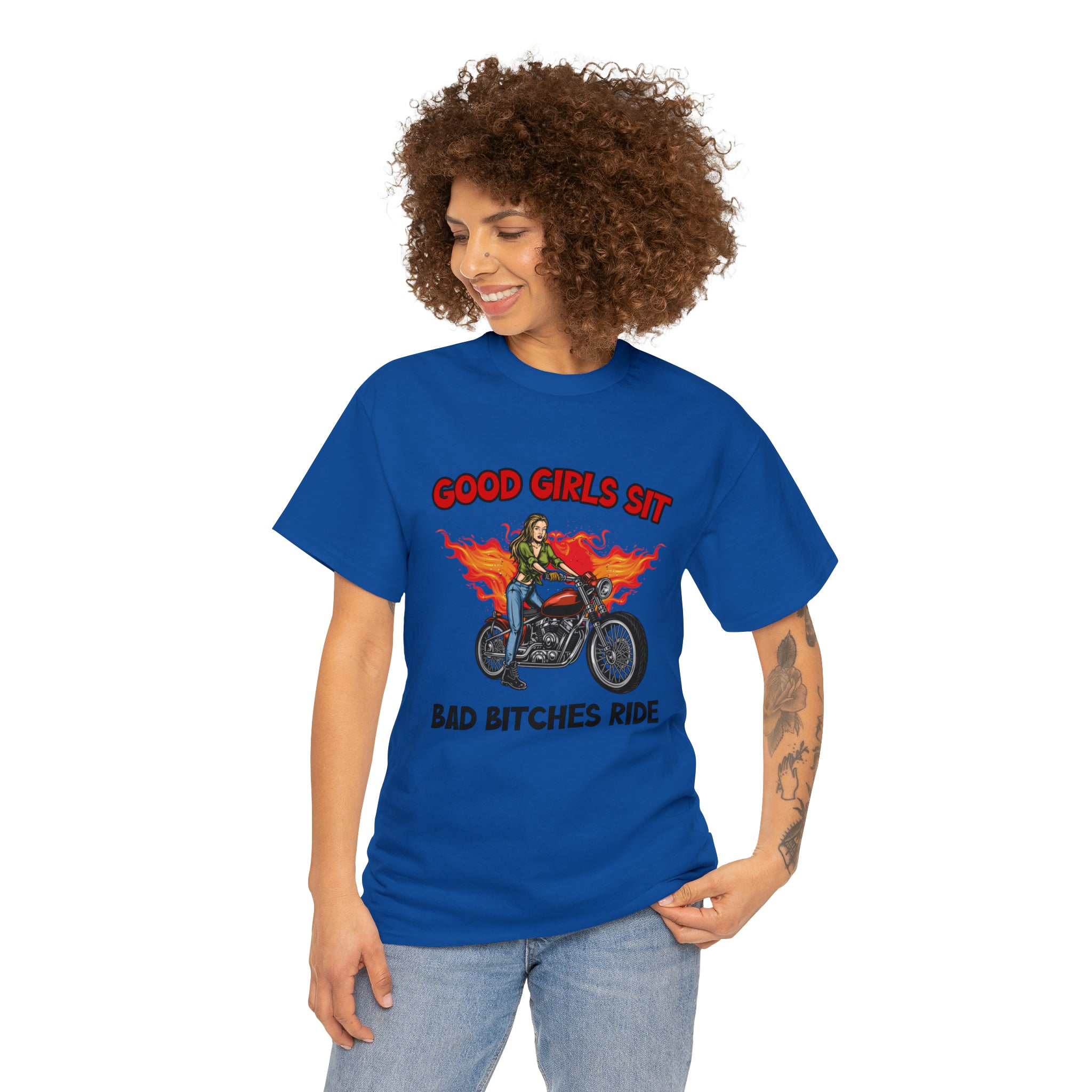 Women Motorcycle Street Wear T-Shirt Good Girls Sit Bad Bitches Ride Bike Week