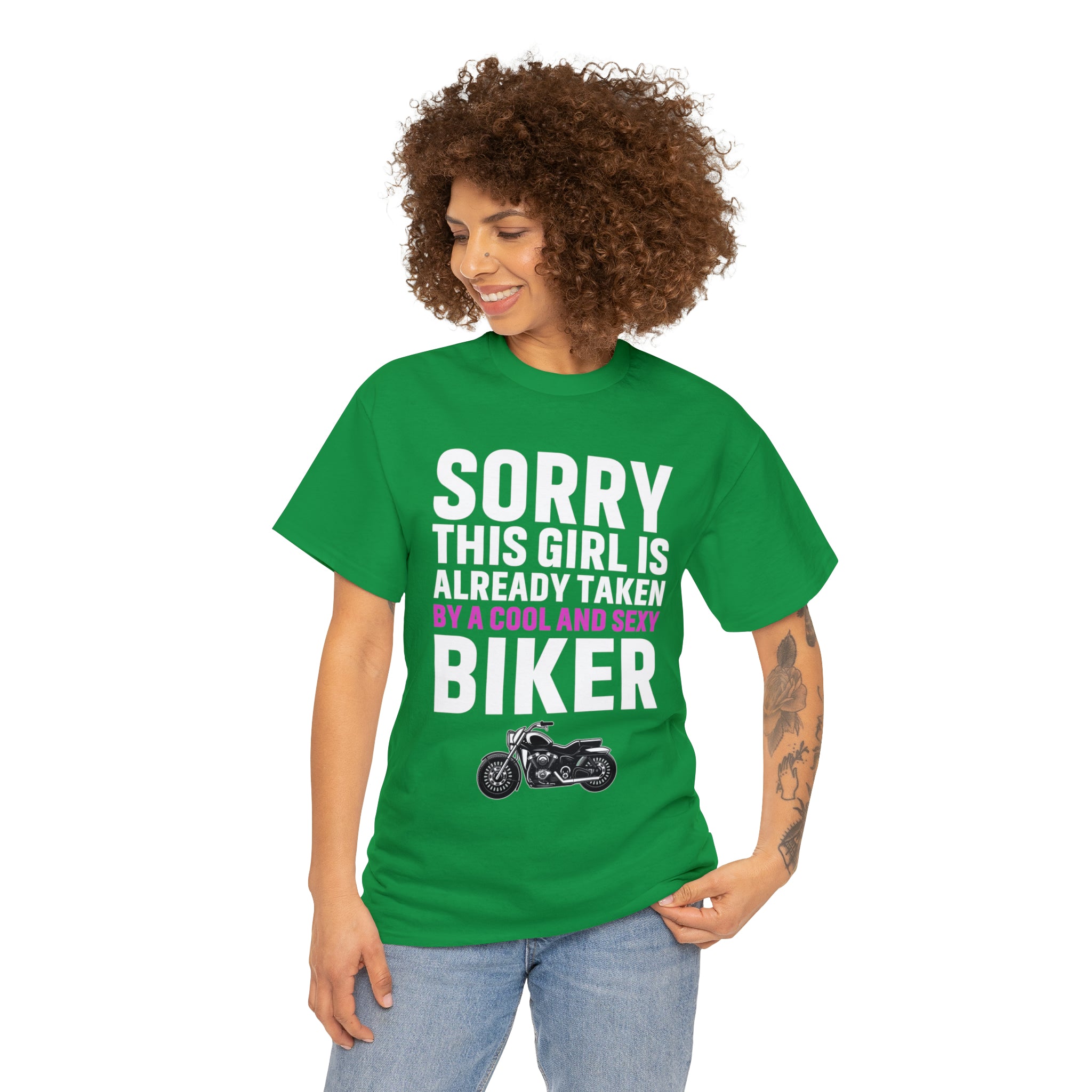 Women's Couples Funny Biker Bike Night Week Motorcycle T-shirt  Tee Shirt Sorry This Girl Is Already Taken By a Cool and Sexy Biker