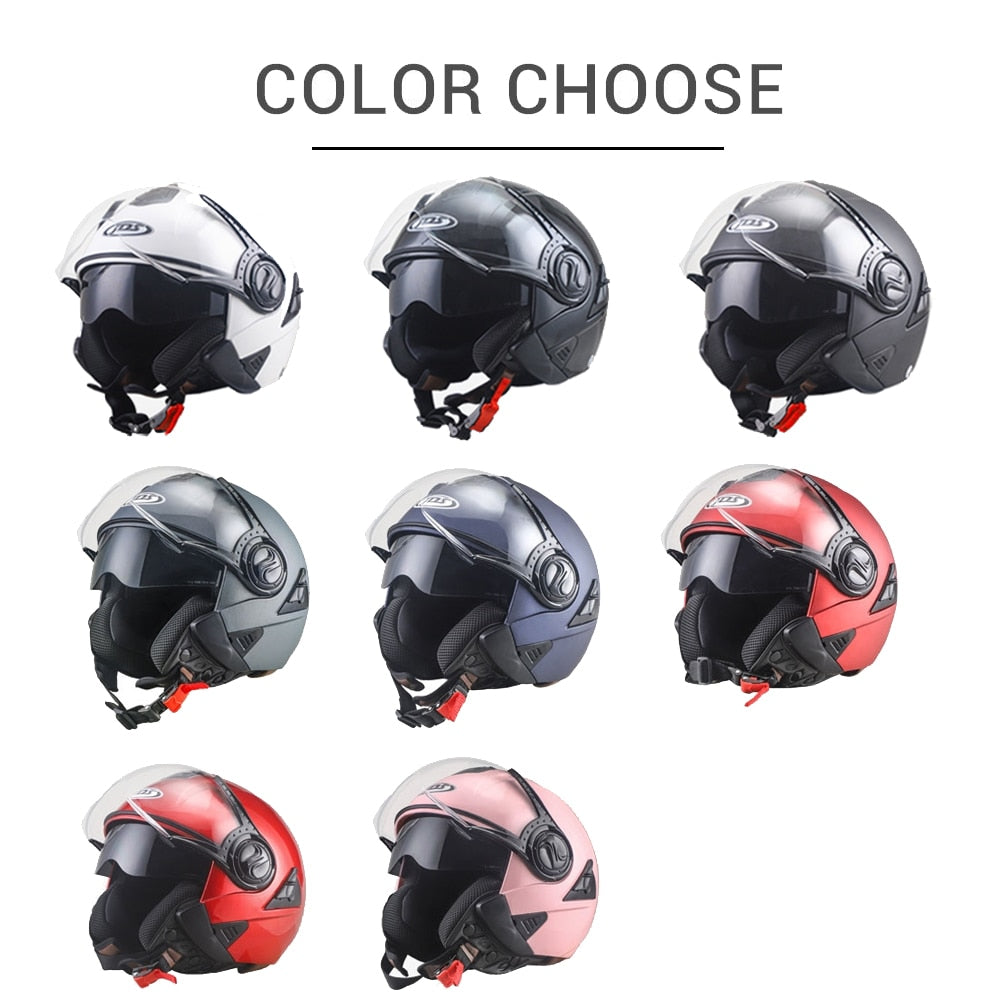 JDS Motorcycle Helmet Double Lens Moto Helmet Open Face Racing Helmet Casco Moto Capacete Casque Scooter Motorbike Helmet