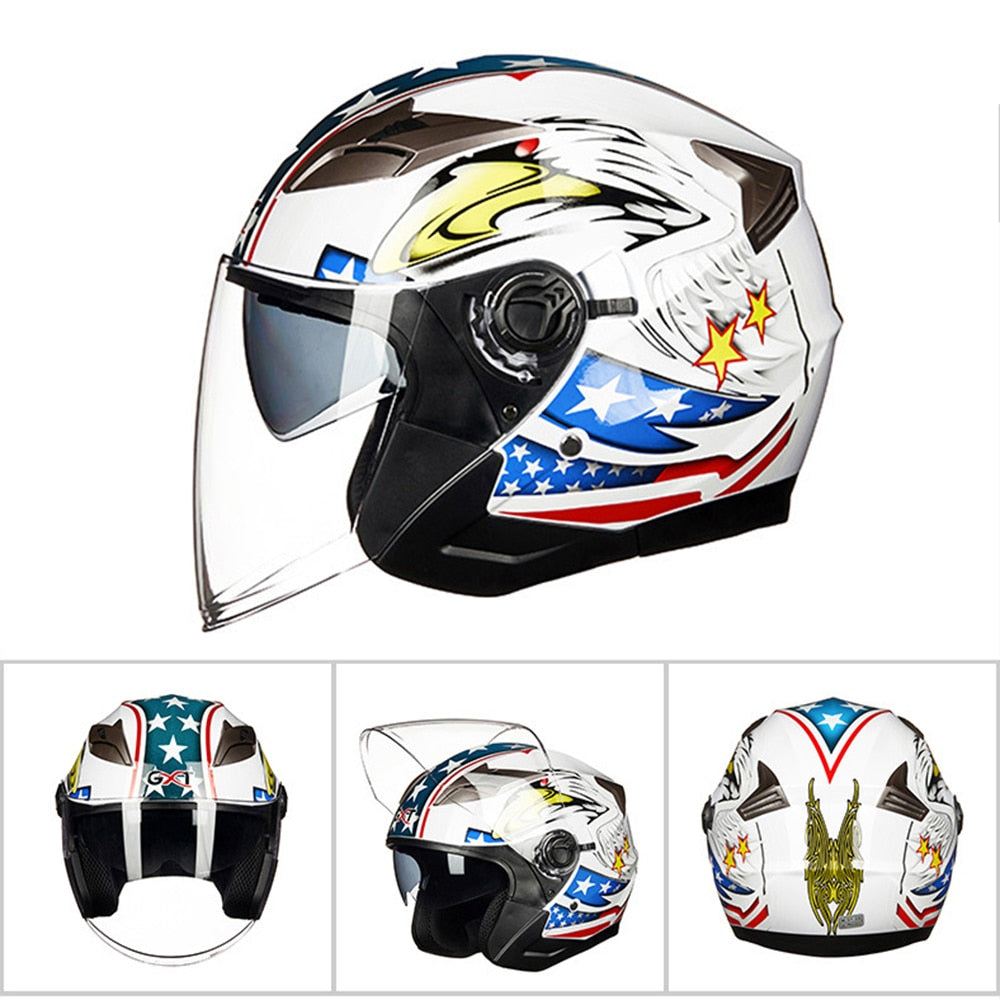 JDS Motorcycle Helmet Double Lens Moto Helmet Open Face Racing Helmet Casco Moto Capacete Casque Scooter Motorbike Helmet